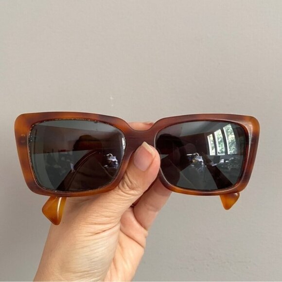 Vintage Brown Tortoise Rectangular Sunglasses - made in France 🇫🇷 - Picture 2 of 10